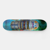 Robot in Retro Blauw Groen Galaxy Cool Schattige Persoonlijk Skateboard (Horizontaal)