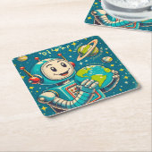  robot in ruimtewetenschap nieuwsgierigheid kartonnen onderzetters (Schuin)