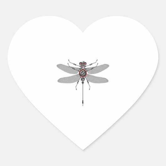 Robot Insect Dragonfly Hifi Speaker System Electro Hart Sticker (Voorkant)