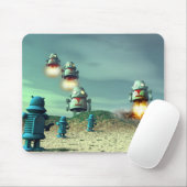 Robot-invasie vanaf boven V2 Mousepad Muismat (Met muis)