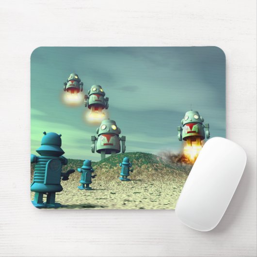 Robot-invasie vanaf boven V2 Mousepad Muismat (Met muis)