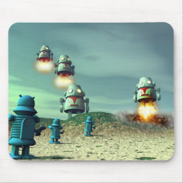 Robot-invasie vanaf boven V2 Mousepad Muismat
