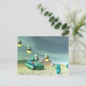 Robot Invasion From Above Postcard Briefkaart (Staand voorkant)