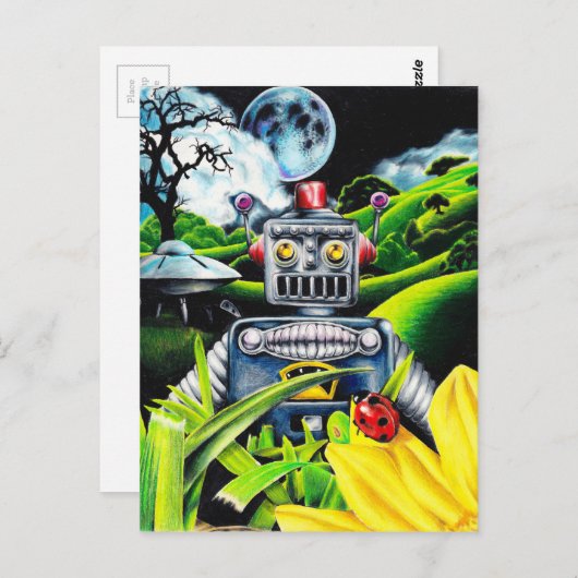 Robot Invasion - Science Fiction Artwork Briefkaart (Voorkant / Achterkant)