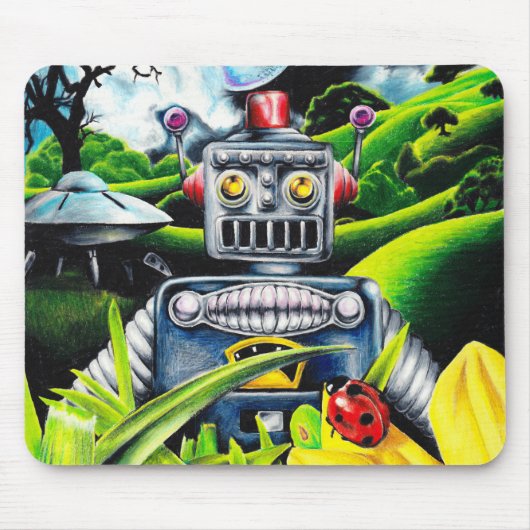 Robot Invasion - Science Fiction Artwork Muismat (Voorkant)