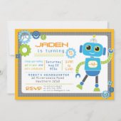 Robot Invitation / Robot Party / Robot Birthday Kaart (Voorkant)