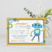 Robot Invitation / Robot Party / Robot Birthday Kaart (Staand voorkant)