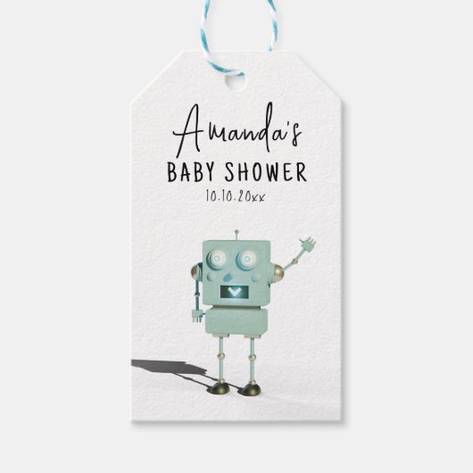 Robot jongen baby shower  cadeaulabel (Voorkant)