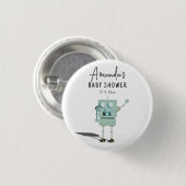 Robot jongen baby shower ronde button 3,2 cm (Voorkant /achterkant)