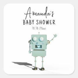 Robot jongen baby shower vierkante sticker