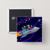 Robot Kerstmis Vierkante Button 5,1 Cm (Voorkant /achterkant)