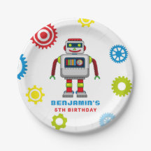 Robot Kids Birthday Paper Bord