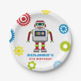 Robot Kids Birthday Paper Bord