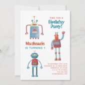 Robot Kinder eerste uitnodiging op verjaardag (Voorkant)
