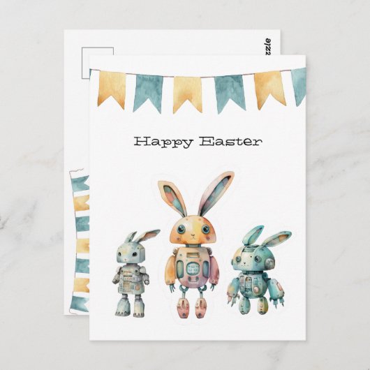 Robot konijnen Pasen Briefkaart (Voorkant / Achterkant)