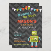 Robot Let's Go Nuts Verjaardagsfeestje Uitnodiging (Voorkant / Achterkant)