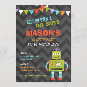 Robot Let's Go Nuts Verjaardagsfeestje Uitnodiging
