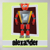 Robot; lichte groene en witte strepen poster (Voorkant)
