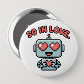 Robot Liefde, Ronde Button 4,0 Cm (Voorkant /achterkant)
