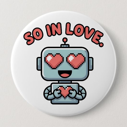 Robot Liefde, Ronde Button 4,0 Cm (Voorkant)
