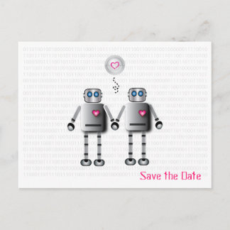 Robot Love Save the Date Aankondigingskaart