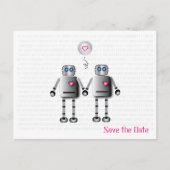 Robot Love Save the Date Aankondigingskaart (Voorkant)