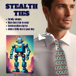 Robot Lover's Stealth Stropdas<br><div class="desc">Van een afstand lijkt dit op een typisch mannen-stropdas,  maar van dichtbij is het allemaal ROBoT LOVE. Ontworpen in tinten van turquoise,  geel en rood. generatieve inhoud.</div>