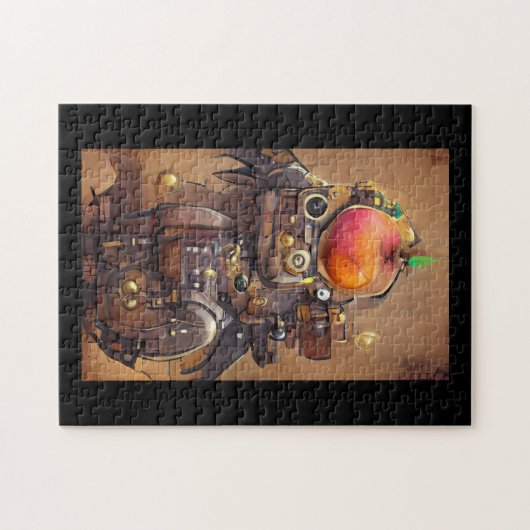 Robot mango hoofdsteampunk digitale kunst legpuzzel (Horizontaal)