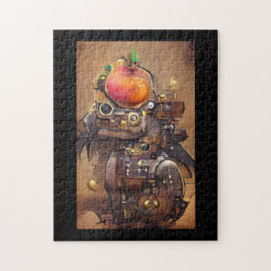 Robot mango hoofdsteampunk digitale kunst legpuzzel