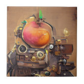 Robot mango hoofdsteampunk digitale kunst tegeltje (Voorkant)