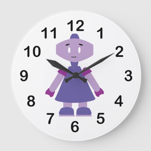 Robot meisje cartoon grote klok (Voorkant)