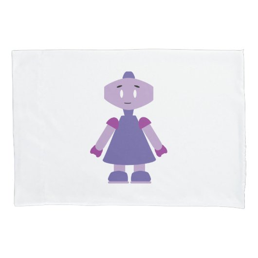 Robot meisje cartoon kussensloop (Voorkant)