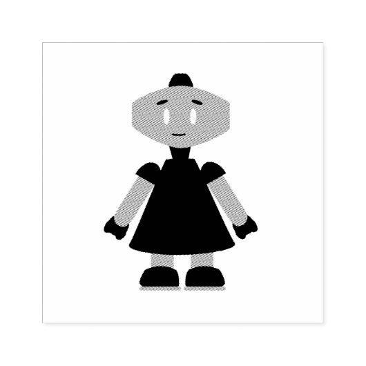 Robot meisje cartoon rubberstempel (Afrduk)