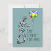 Robot met ballonnen Birthday Kaart (Voorkant)