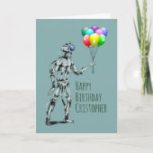 Robot met ballonnen Birthday Kaart (Voorkant)