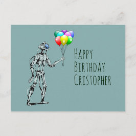 Robot met ballonnen verjaardagsansichtkaart briefkaart