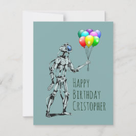 Robot met ballonnen verjaardagskaart kaart
