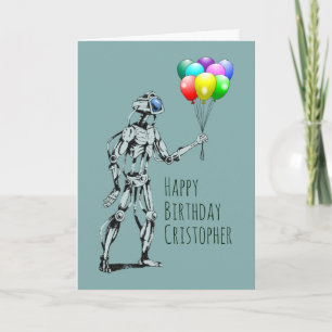 Robot met ballonnen verjaardagskaart kaart
