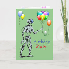 Robot met ballonnen verjaardagsuitnodiging