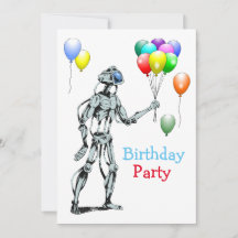 Robot met ballonnen verjaardagsuitnodiging
