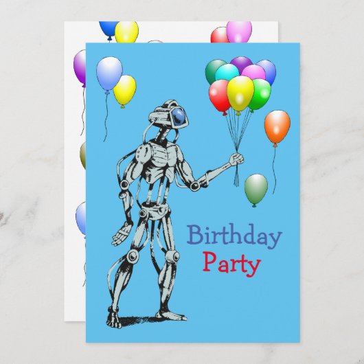 Robot met ballonvaarzen kaart (Voorkant / Achterkant)