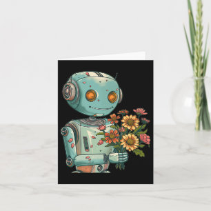 Robot met bloei en bloemen outfit voor jongens en kaart