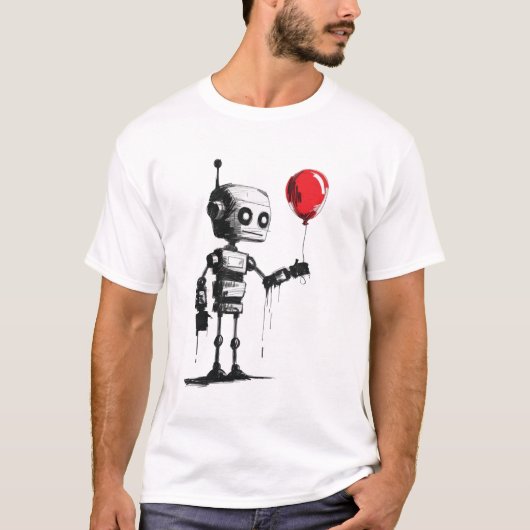 Robot met een ballon - Minimalistische kunst T-shirt (Voorkant)