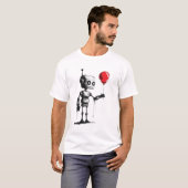 Robot met een ballon - Minimalistische kunst T-shirt (Voorkant volledig)