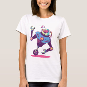Robot met een enkel wiel t-shirt
