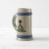 Robot met een gloeiende jurk bierpul (Voorkant links)