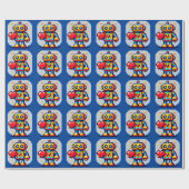 Robot met een hart - Schattige Pixel Art Sci-Fi-on Cadeaupapier (Vlak)