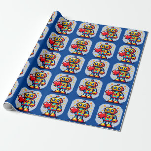 Robot met een hart - Schattige Pixel Art Sci-Fi-on Cadeaupapier