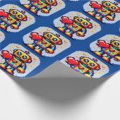 Robot met een hart - Schattige Pixel Art Sci-Fi-on Cadeaupapier (Hoek)
