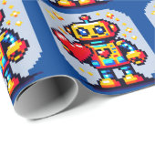 Robot met een hart - Schattige Pixel Art Sci-Fi-on Cadeaupapier (Rol Hoek)